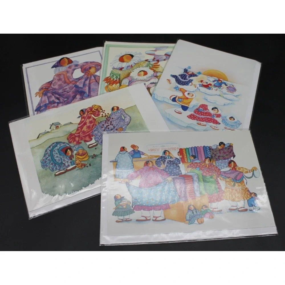 Barbara Lavallee Greeting Cards Set of 5 Alaska Inuit Art New With Envelopes